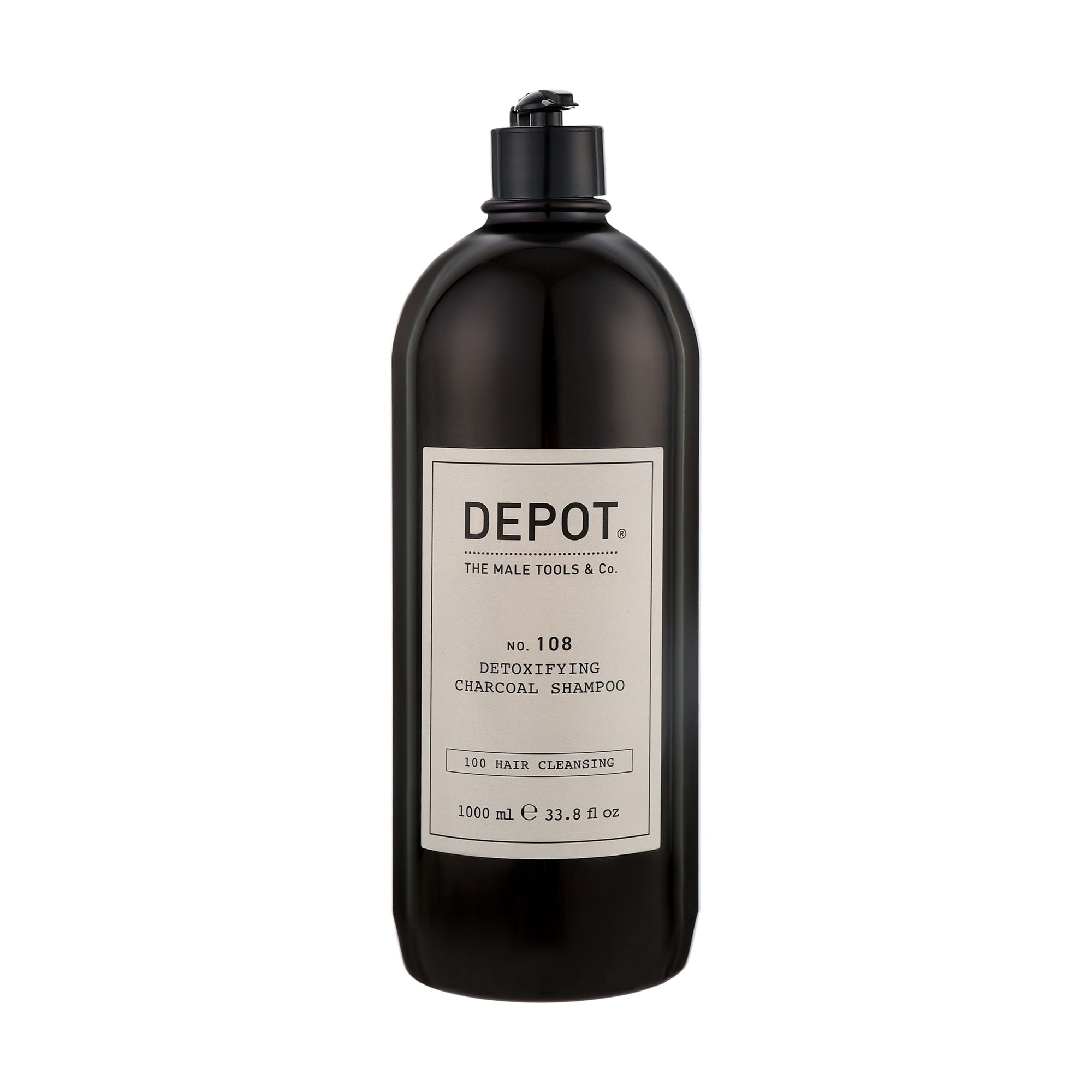 Шампунь для глибокого очищення волосся Depot 108 Detoxifying Charcoal Shampoo з рослинним вугіллям, 1 л